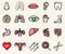Colorful icons of anatomy and human body parts.  Vector isolated illustrations set