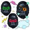 Colorful icons portrait monkey, mask gorilla and pirate gorilla