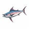 Colorful Illustration Of A Blue Marlin With Exacting Precision