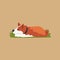 Colorful illustration with cute sleeping corgi. Cartoon