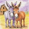 Colorful Illustration Of Donkeys In The Style Of Violet And Amber