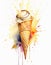 Colorful illustration of an ice cream cone with dynamic paint splashes, blending realism and abstract art