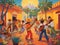 Colorful illustration of mexican scene