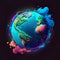 A colorful illustration of the planet Earth. Created with Generative AI