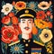 Colorful Illustration of a Policeman or Soldier And Flowers