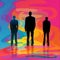 Colorful Illustration Of Three Men In A Vibrant Colorscape