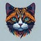 Colorful illustrations of cat faces are used to decorate stickers. Ai generated