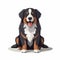 Colorful Illustrations Of Smiling Bernese Dog With Distinctive Character Design