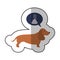 Colorful image middle shadow sticker with dachshund dog thinkin poop