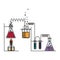 Colorful image of scene chemical laboratory with an experiment in process with lighter