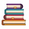 Colorful image of stack collection of books with bookmark