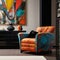 Colorful Impasto Style Sofa For Modern Apartments