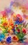 Colorful Impressionable Flowers in Water Color Design