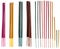 Colorful incense sticks groups and singles