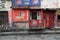 Colorful indian house. Bright red building in Kolkata