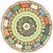 Colorful Indian vector kaleidoscopic and illustrative coloring mandala pattern