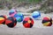 Colorful Inflated Beach Balls at a Kite Festival