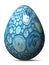 Colorful ingenious blue painted egg with watercolor imitation