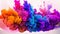 Colorful ink in water on a white background. Abstract background, Explosion of colored powder against a white backdrop, 3D