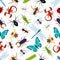 Colorful insect animals seamless pattern