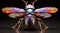 A colorful insect with a metallic body and wings, AI