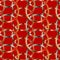 Colorful interconnected circles in a seamless pattern tile over grungy textured red background