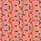 Colorful interconnected circles in a seamless pattern tile over textured pink background