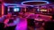 Colorful interior of bright and beautiful karaoke club. Generative Ai