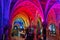 Colorful interior with pillars and arcades in low light at sea life in brighton great britain