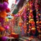 colorful and intricate decorations used to adorn homes and streets during Holi festivities.