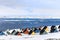 Colorful Inuit houses at the fjord, Nuuk