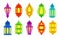 Colorful Islamic Arabic Lantern Symbol Icon Collection Set Isolated