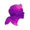 Colorful isolated line cut gradient silhouette of woman`s face profile