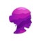 Colorful isolated line cut gradient silhouette of woman`s face profile