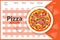 Colorful Italian pizza on a checkered tablecloth, web design for a pizza shop. Poster, web banner vector