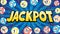 Colorful jackpot blue banner.