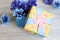 Colorful Japanese patterned square origami box with lid