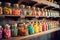 colorful jars filled with a variety of candies on wooden shelves