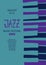 Colorful jazz poster with piano keyboards