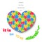 Colorful Jigsaw Heart on White Background Autism Day