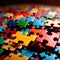 Colorful jigsaw pieces, puzzle strategy for matching business components