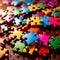 Colorful jigsaw pieces, puzzle strategy for matching business components