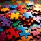 Colorful jigsaw pieces, puzzle strategy for matching business components