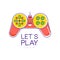 Colorful joystick logo. Gamepad. Creative vector design for games store or developers company. Entertainment concept