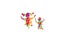 Colorful jumping children on white background