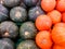 Colorful kabocha gourd / pumpkins sold at grocery store