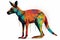 Colorful kangaroo, digital watercolor illustration on white background AI generated animal ai