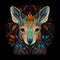 Colorful kangaroo mandala against a black background. Generative AI.