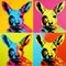 Colorful Kangaroo Pop Art Print With Four Portraits