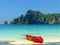 Colorful kayak at Ao Yongkasem beach on Phi Phi Don Island, Krabi Province, Thailand